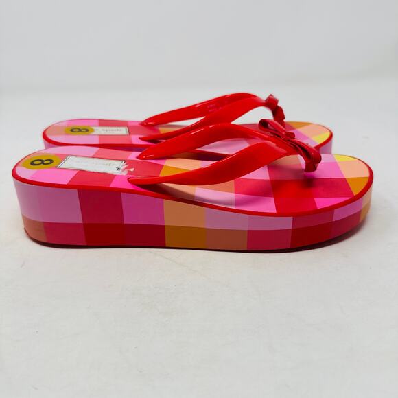 Kate Spade Red and Pink Checkered Sandals - Picture 7 of 11